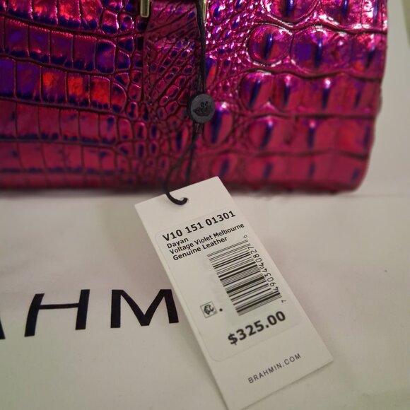 Brahmin Melbourne Collection Dayan Voltage Violet East-West Satchel Bag - Picture 6 of 11